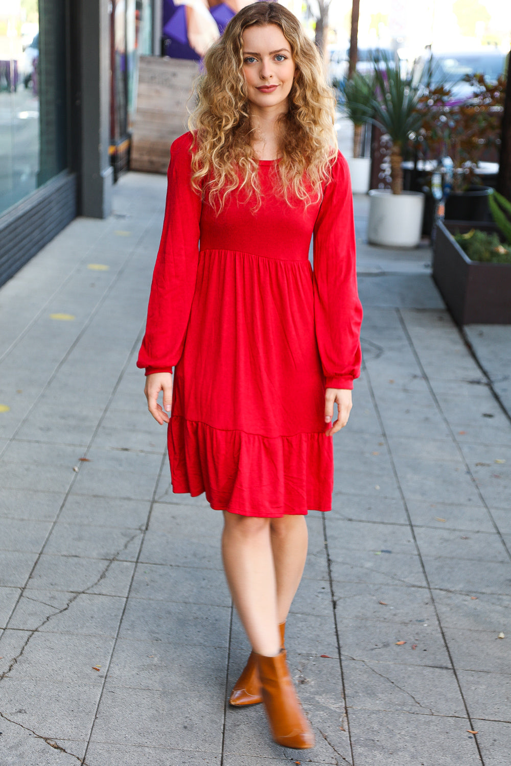 Lady In Red Hacci Fit & Flare Ruffle Dress